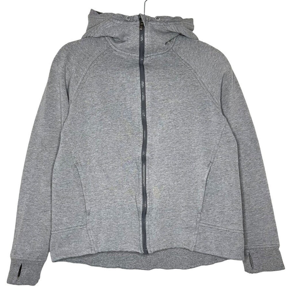 Lululemon Fleece Please Hoodie Womens 6 Heathered Speckled Medium Gray Full Zip